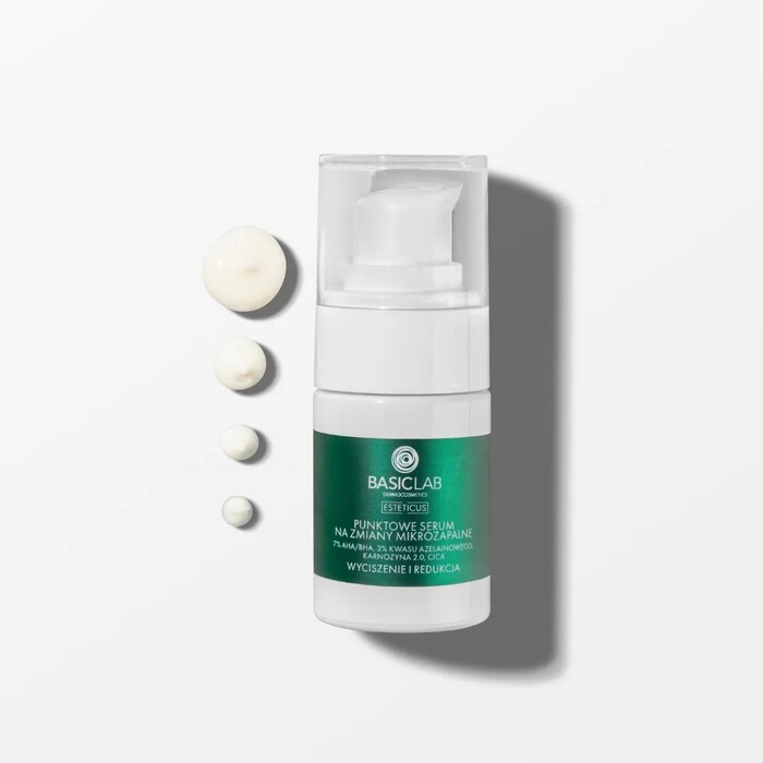 BasicLab Serum za Akne i Fleke Sa AHA/BHA i Azelaičnom Kiselinom - Spot Tretman 15ml | 5904639171108 | Kozmo