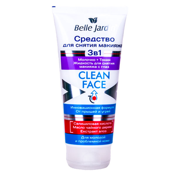 Antibakterijsko sredstvo za skidanje šminke protiv akni i mitisera CLEAN FACE 200 ml | Belle Jardin Cosmetics | Kozmo