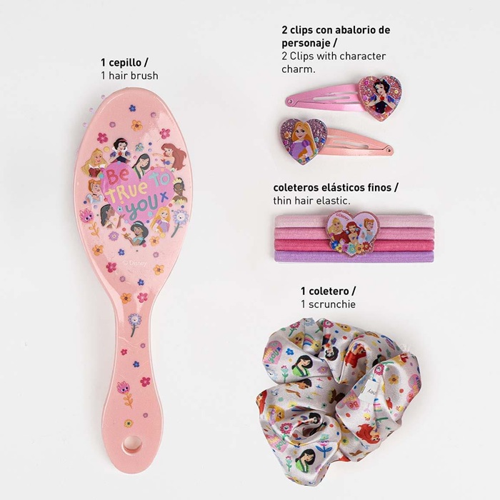Disney Princess Set – Četka za kosu, gumice i šnalice Kozmo 8445484394450