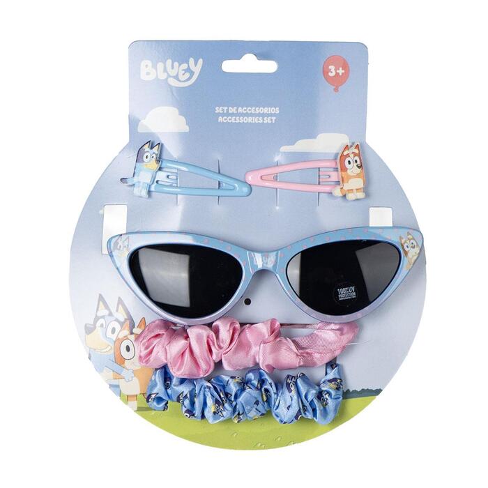  Bluey  modni set za devojčice - naočare za sunce, šnalice i gumice za kosu | Kozmo