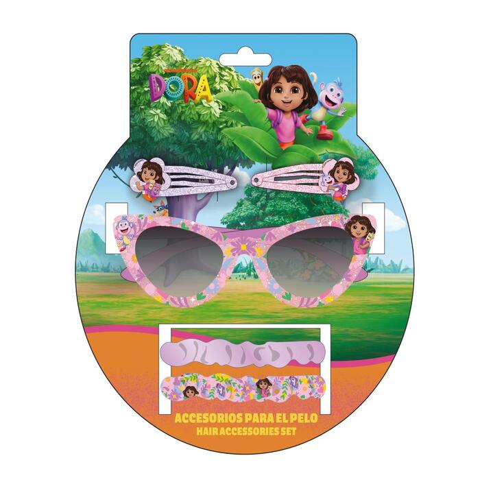 Dora za devojčice – naočare za sunce, šnale i gumice za kosu 8445484594409 | Kozmo