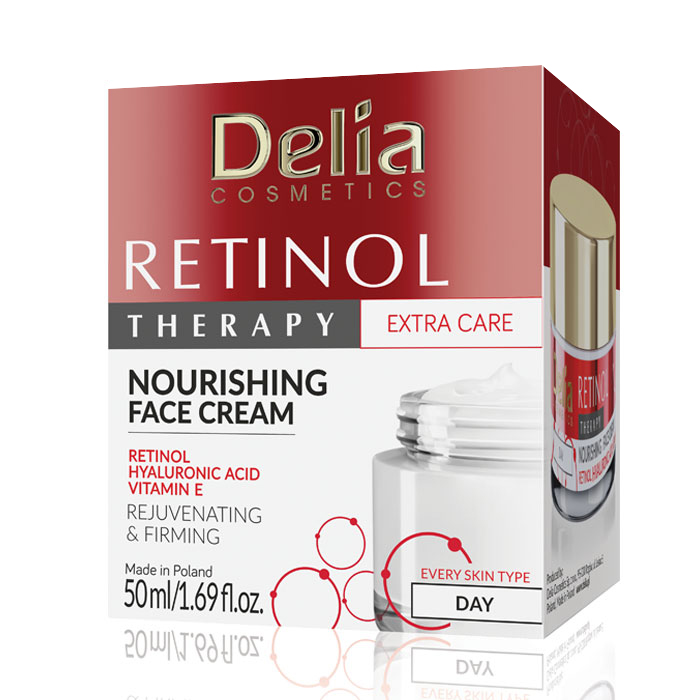 RETINOL THERAPY Dnevna retinol krema za lice protiv bora sa ekstraktom aloe vere, vitaminom E i hijaluronskom kiselinom 50ml  | DELIA Cosmetics | Kozmo