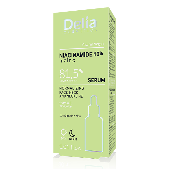 Serum za lice, vrat i dekolte sa nijacijamidom i cinkom NIACYNAMID 10+CYNK 81,5 30ml  | DELIA Cosmetics | Kozmo