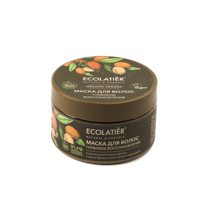 Maska za kosu sa uljem argana, makadamije i vitaminom E ORGANIC ARGANA 250 ml - ECOLATIER Green