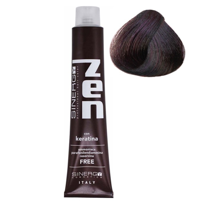 Farba za kosu bez amonijaka sa keratinom ZEN SINERGY 3.2 tamno kestenjasto ljubicasta | Sinergy Cosmetics | Kozmo