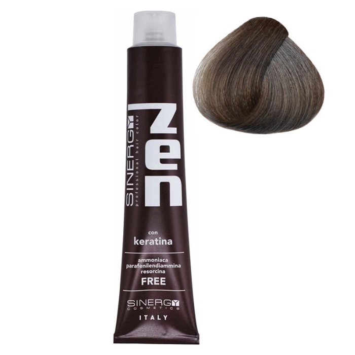 Farba za kosu bez amonijaka sa keratinom ZEN SINERGY 7.1 pepeljasto plava | Sinergy Cosmetics | Kozmo