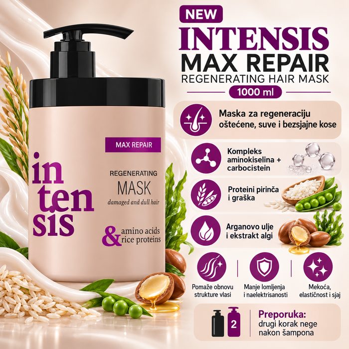 Intensis Max Repair maska za regeneraciju kose 1000 ml Kozmo