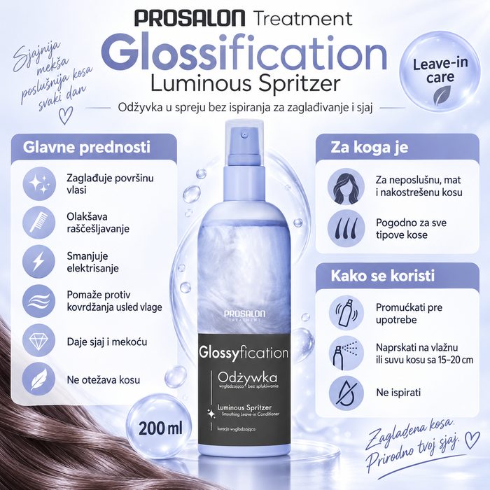  Regenerator za kosu bez ispiranja u spreju Prosalon Glossification Luminous Spritzer 200ml Kozmo