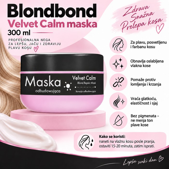 Maska za plavu i blajhanu kosu Prosalon Blondbond Velvet Calm 300ml Kozmo