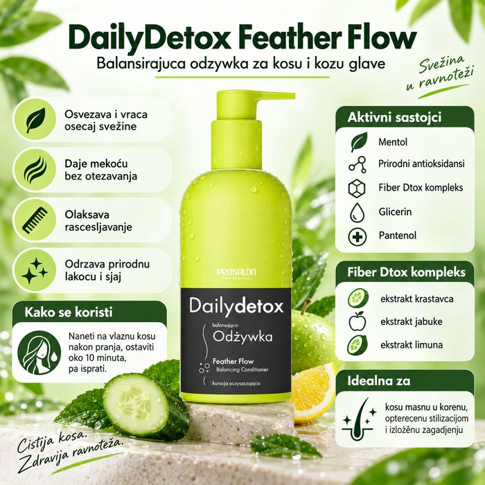 Regenerator za masnu kosu Dailydetox Feather Flow 400 ml PROSALON Kozmo