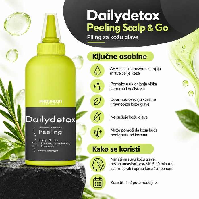 Piling za kozu glave Dailydetox Scalp and Go 200 ml PROSALON Kozmo