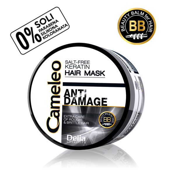 CAMELEO BB ANTI DAMAGE Maska sa keratinom i uljem makadamije za izuzetno oštećenu i suvu kosu bez soli 200 ml | DELIA Cosmetics | Kozmo