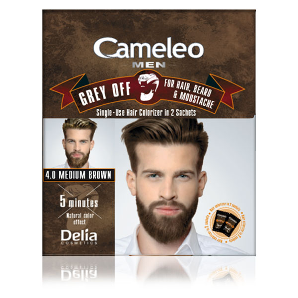 Farba protiv sedih za kosu, bradu i brkove CAMELEO MEN 4.0 srednje smedja 2x15ml | DELIA Cosmetics | Kozmo