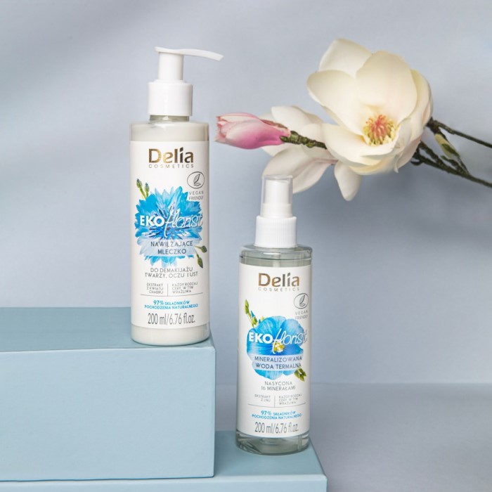 Mleko za uklanjanje šminke i čišćenje lica, očiju i usana sa eteričnim uljima hibiskusa i lotosa 200 ml  | DELIA Cosmetics | Kozmo