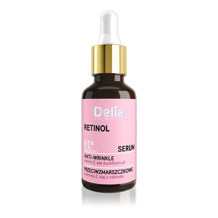 Serum za lice, vrat i dekolte sa retinolim i vitaminom E sa delovanjem protiv bora - RETINOL 81 30 ml  | DELIA Cosmetics | Kozmo
