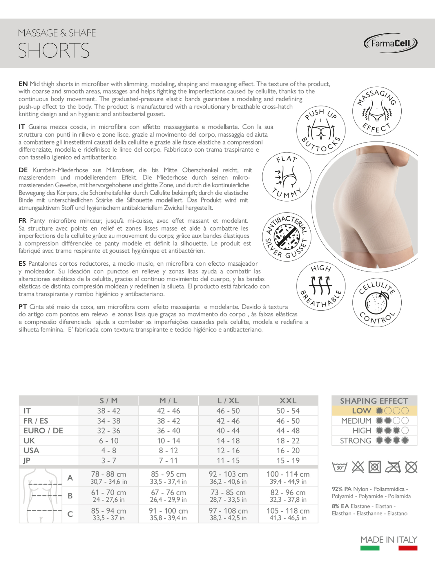 Šorts za mršavljenje, zatezanje stomaka i podizanje zadnjice MASSAGE & SHAPE 302 - FARMACELL