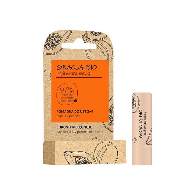 Labelo za usne Bio 97% Papaja  Vegan 5g | GRACJA | MIRACULUM | Kozmo