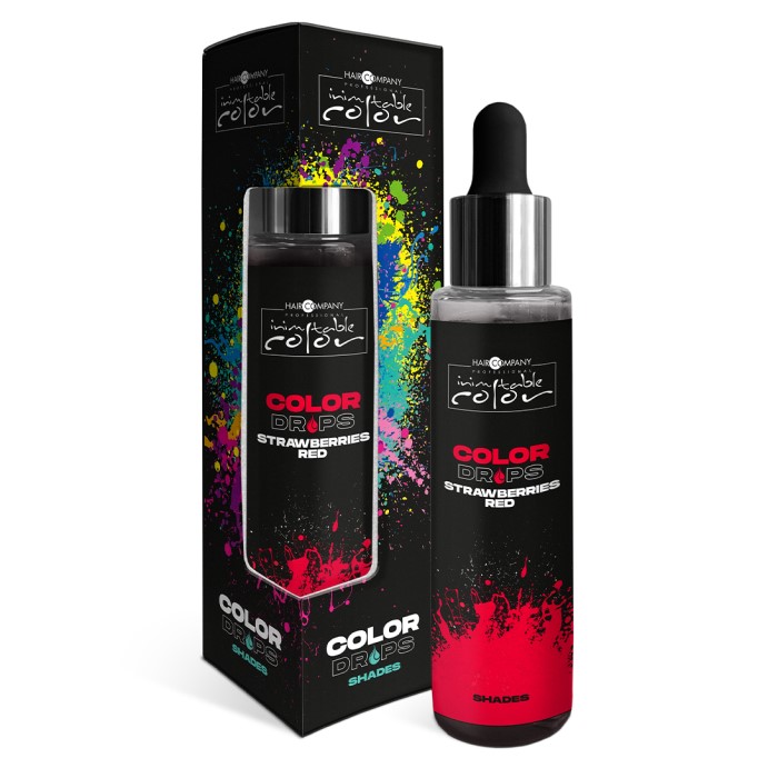 Inimitable Color Koncentrovane pigmentovane kapi za farbanje kose Strawberry Red CLOOR DROPS 50 ml 8052469771634| Hair Company | KOZMO