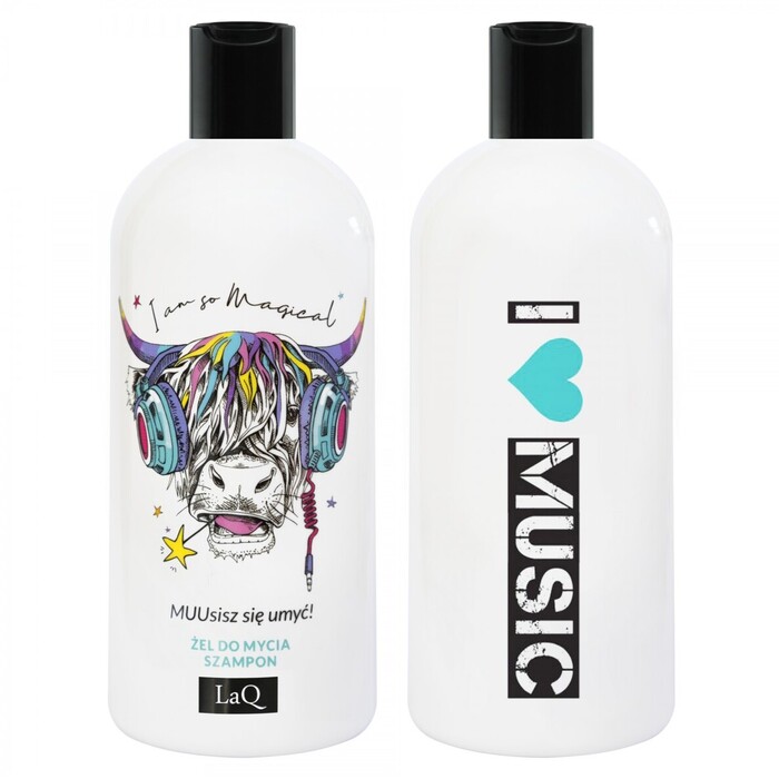Šampon i gel za tuširanje sa mirisom marakuje, papaje i breskve 2u1 - Music Cow 300ml  |  LaQ | KOZMO