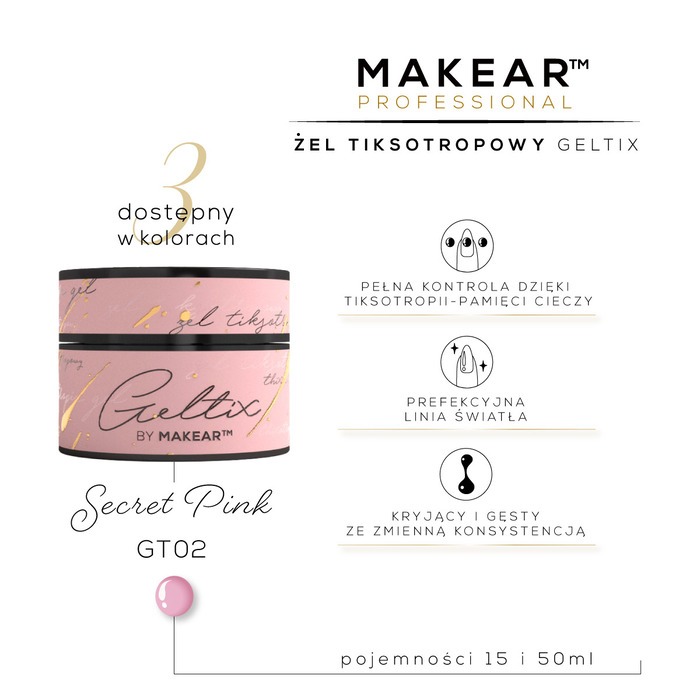 Gel Za Nokte Geltix GT02 - Secret Pink 15ml | MAKEAR | Kozmo