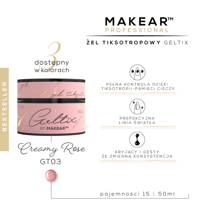 Gel Za Nokte Geltix GT03 - Creamy Rose 15ml | MAKEAR | Kozmo