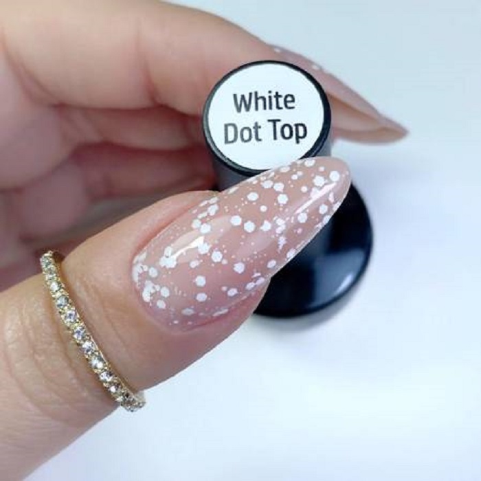 TOPY TOP DOTS WHITE (no wipe) završni sloj sa belim česticama za pedikir i manikir 8ml |MAKEAR COSMETICS| Kozmo