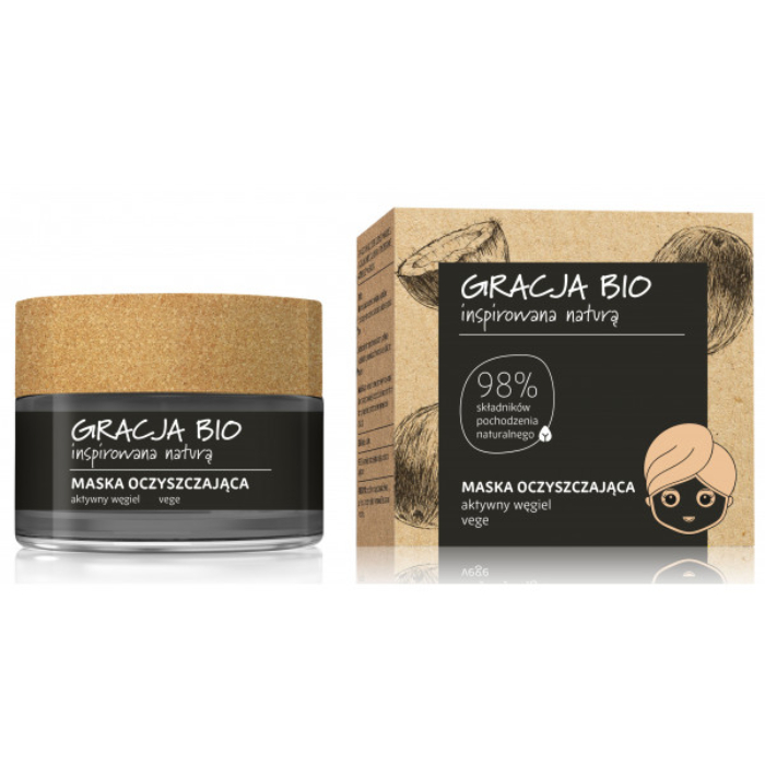 Maska na bazi aktivnog uglja za detoksikaciju kože lica | GRACJA Vegan 50ml | MIRACULUM | Kozmo
