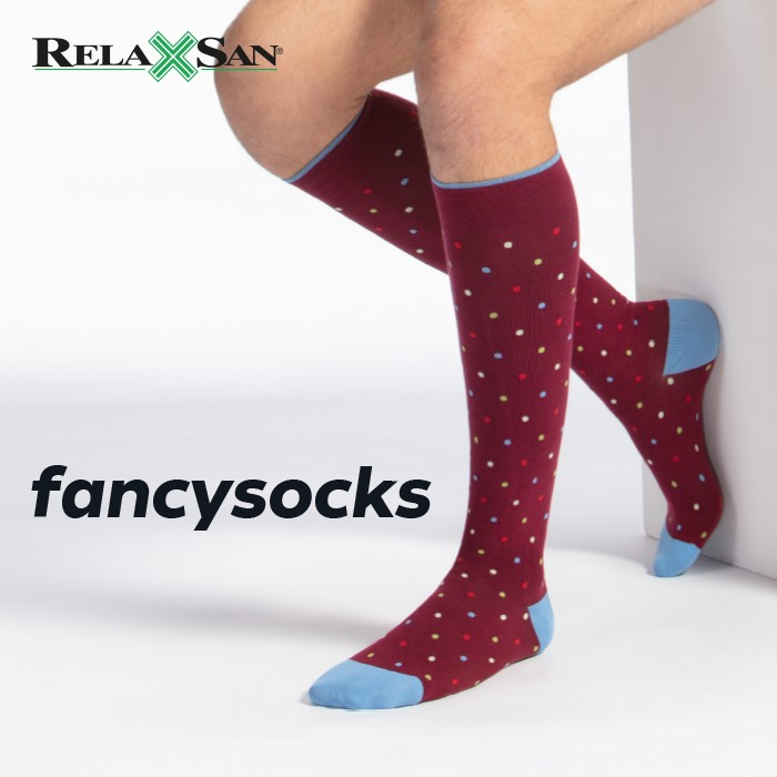 FANCY SOCKS - POLKA DOT Pattern - Dokolenice Unisex 140 DEN (18-22 mmHg)