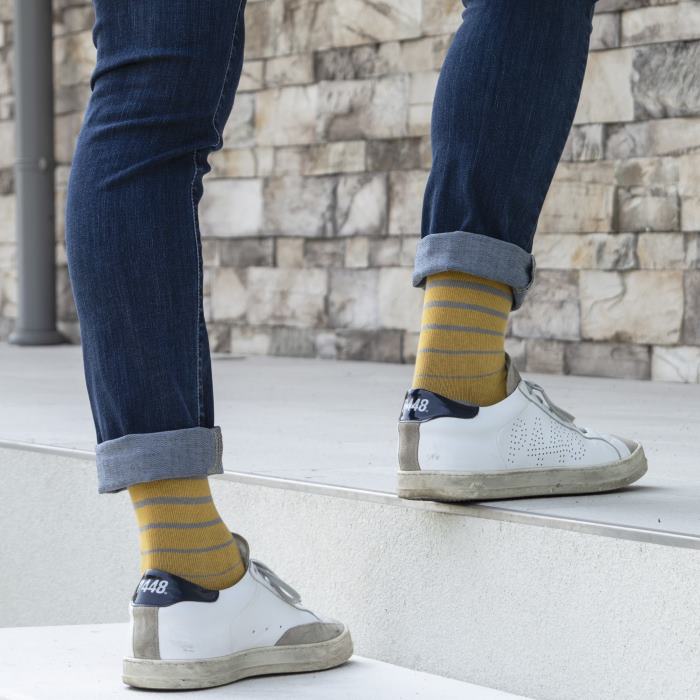 FANCY SOCKS - STRIPED Pattern - Dokolenice Unisex 140 DEN (18-22 mmHg)