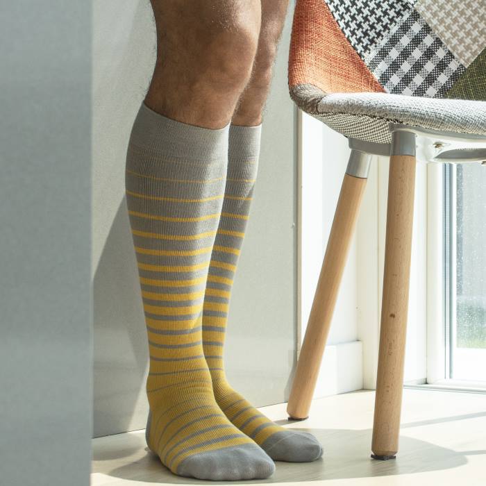 FANCY SOCKS - STRIPED Pattern - Dokolenice Unisex 140 DEN (18-22 mmHg)