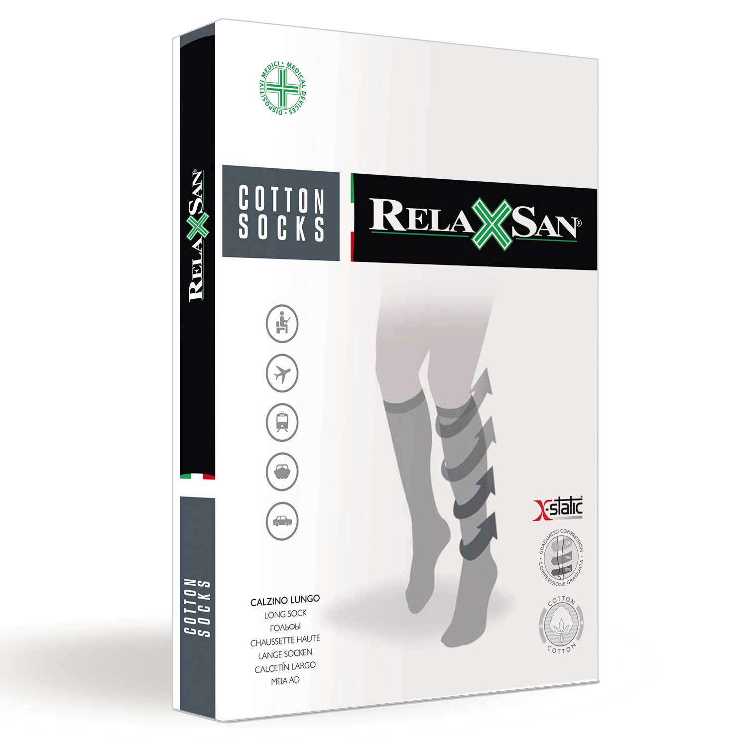 COTTON SOCKS X-STATIC - Dokolenice 140 DEN (18-22 mmHg) sa srebrnim nitima