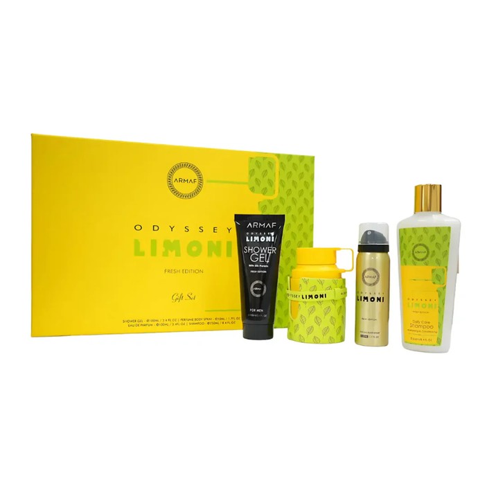 Zestaw Armaf Odyssey Limoni Fresh Edition Edp 100ml + Perfume Body Spray 50ml + Shower Gel 100ml + Shampoo 250ml | 6295199804162 | Kozmo